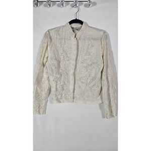 Norm Thompson Silk Embroidered Jacket | Women's Size Small